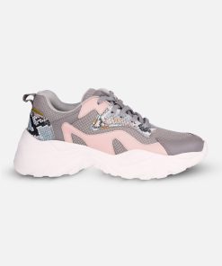 Women's Grey/Pink All Seasons Wearing Sneakers (IU1003)