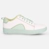 Women's White/Green Platform Sneakers (IU1015)