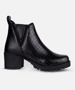 Women's Black Casual Boots (IU5004)