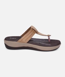 Women's Beige Thong Sandals (IU6002)