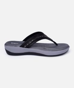 Women's Black Thong Sandals (IU6004)