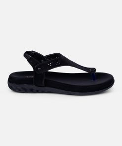 Women's Black Slingback Strap Sandals (IU6012)
